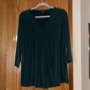 Lane Bryant size 14/16 deep green draping fabric 3/4 sleeve blouse